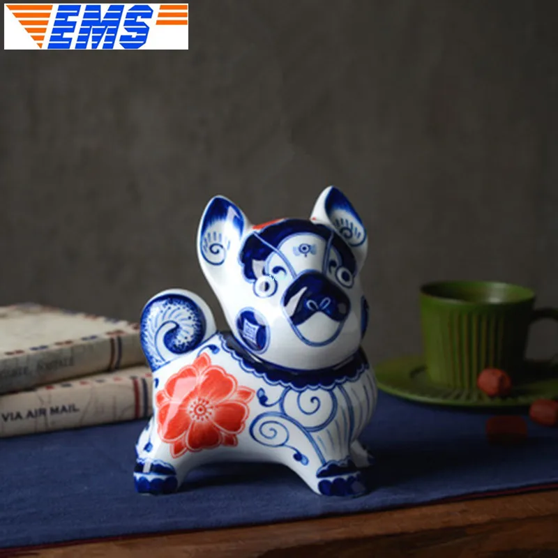 7 "Животное моделирование бульдог Canis Lupus ознакомительные украшения для дома ремесло креативный подарок керамическая посуда 17 см Z2525