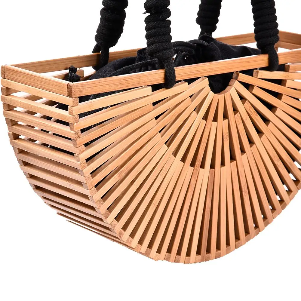

New High-grade Color Bamboo Bag Personality Beach Bag Portable Green Handmade Bag Rattan Handbag Outdoor Clutch Bag