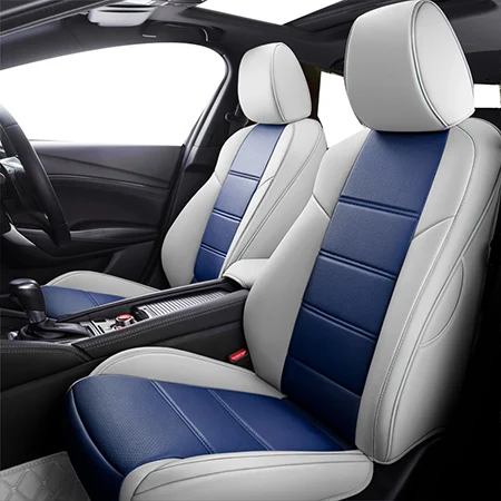 Заказное автомобильное сиденье из кожи чехол для Porsche Cayenne 955 957 958 Macan аксессуары Чехлы для автомобильных сиденьев - Название цвета: Gray blue standard