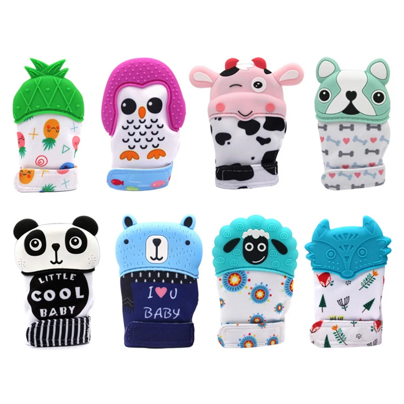 Silicone Toy Mittens Teething-Gloves Newborn Sucking Dental-Care Animal Cartoon Finger
