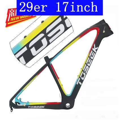 Toseek MTB рама для горного велосипеда 26 27,5 er* 15 17 19 дюймов Полностью углеродная подвеска T800 высокоуглеродное волокно детали для рамы велосипеда - Цвет: 29er 17inch