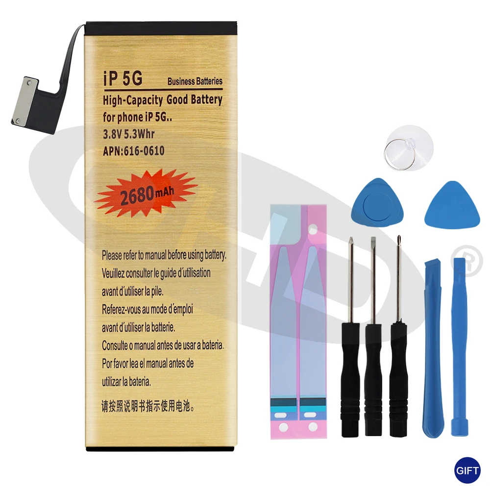 For iPhone 5G Большая емкость, Золотая батарея, запасная батарея для Apple iPhone 4, 4G, 4S, 5, 5, 5S, 6, 6G, 6 S, 7, 7G, 7 PLUS, 7 P, батарея для телефона+ Бесплатные инструменты - Цвет: For iPhone 5G