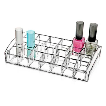 

26 Slots Clear Acrylic Cosmetic Makeup Organizer Transparent for Lipstick Nail Polish Small Bottles Display Rack Holder