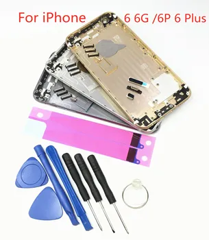 

New rear case battery back cover for iPhone 6 6G 6p 6 plus battery door metal middle frame chassis back cover replacement part
