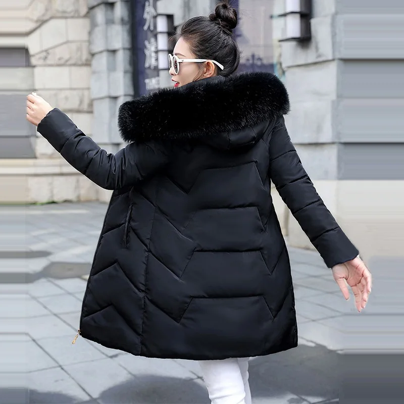 Большая Меховая Новинка, черная модная зимняя женская куртка, утепленные парки, женское теплое зимнее пальто с капюшоном, женская верхняя одежда