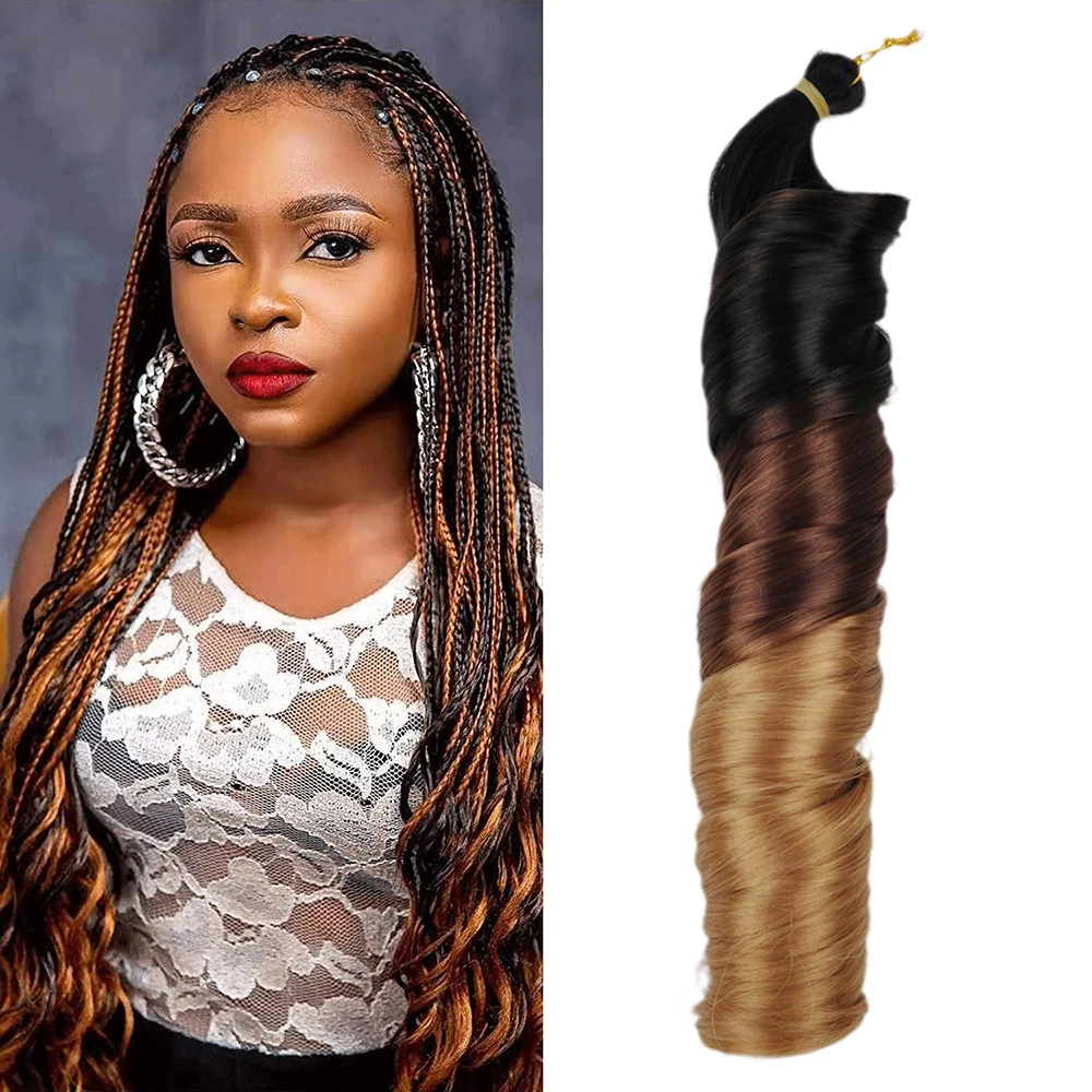 CLong Yaki Pony Style Wavy Crochet Braid Spiral Loose shiny Silky Wave Hair French Curls Synthetic Curly Braiding Hair