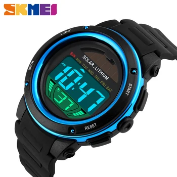 SKMEI Relojes Deportivos Hombres de Choque de Energía Solar Digital Reloj Cronógrafo 50 M Resistente Al Agua Relojes de Pulsera Relogio masculino 1096