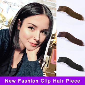 

DIANQI Long Straight two Clip In Synthetic Hair Extension Clips Fake Hair Black Brown Hair Pieces For Woman Thinning Hair