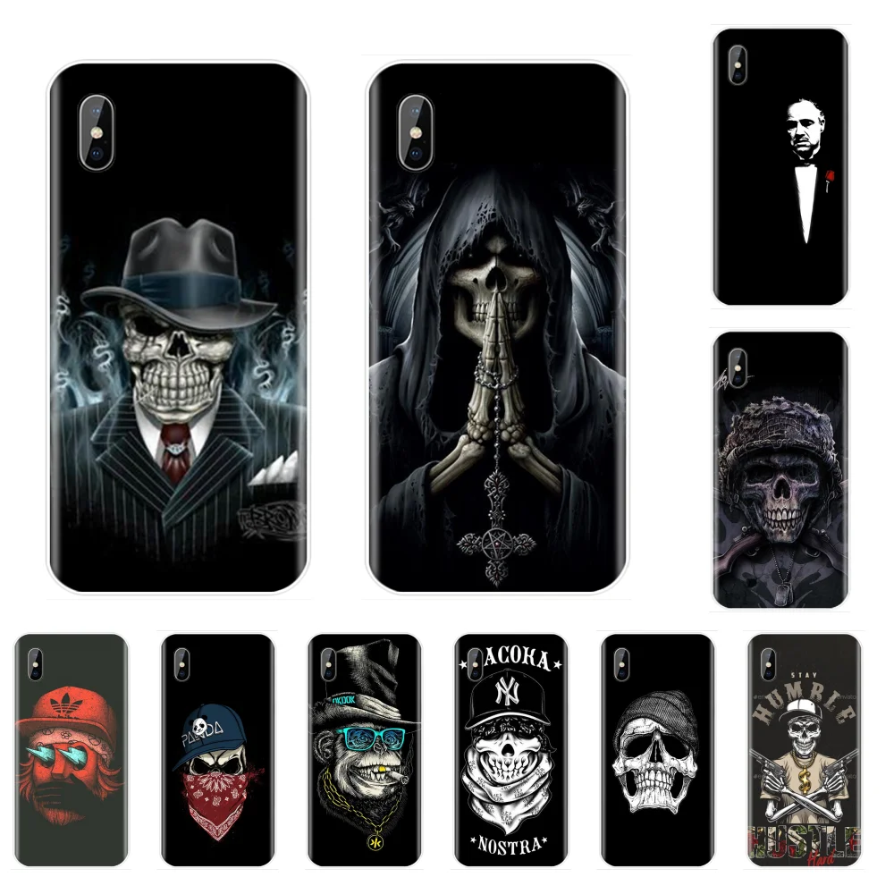 Гангстер Черный плохой парень череп DIY чехол для телефона с рисунком iphone 4 4S 5 5S SE 5C