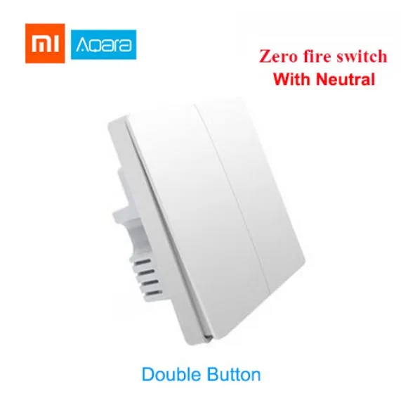 with neutral 2key Xiaomi Aqara настенный выключатель Умный пожарный провод нулевой линии двойной один ключ ZiGBee настенный переключатель 2 версии Mijia приложение управление - Цвет: with neutral 2key