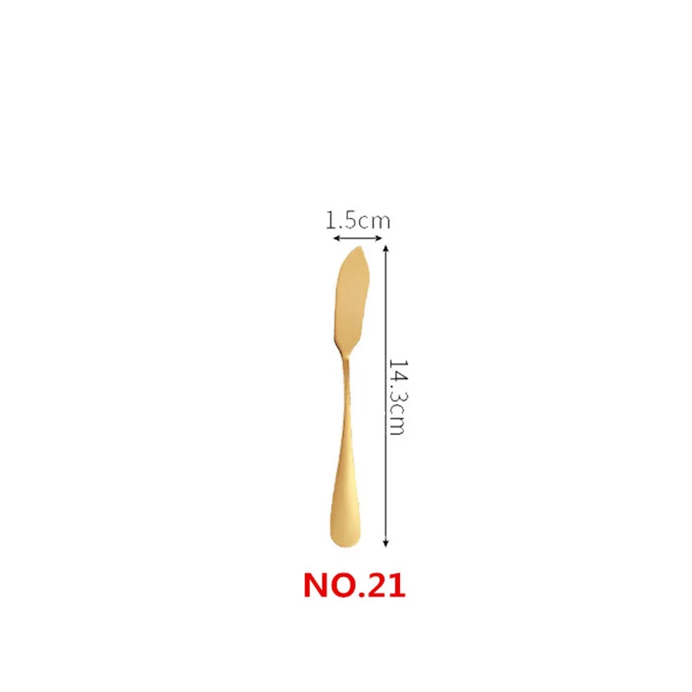 1/5 комплектов, Нержавеющая сталь набор золотых столовых приборов Зеркало Посуда Золотой столовый Услуги совки Ножи вилка Кухня аксессуары - Цвет: NO.21 Butter Knife