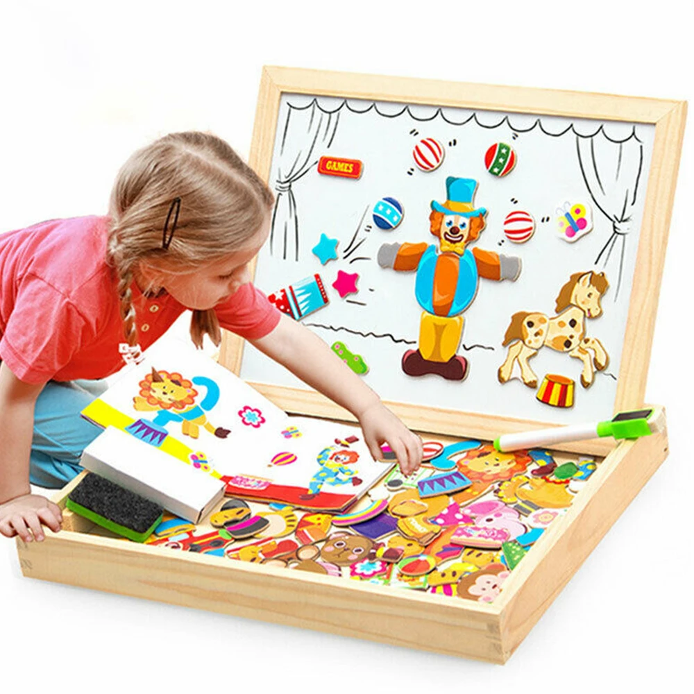 

Wooden Magnetic Puzzle Figure Drawing Board Box Educational Toy Educational Children Jigsaw Puzzle Drawing Board Wooden Toy