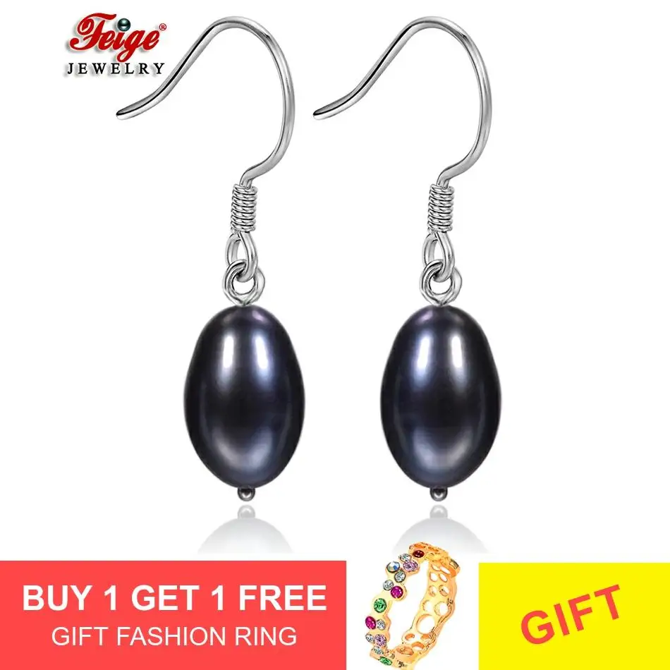 

Women Freshwater Pearl Earrings 100% Real 925 Sterling Silver Drop Earrings Fine Jewelry Pearl Earring Party Gifts Wholesale