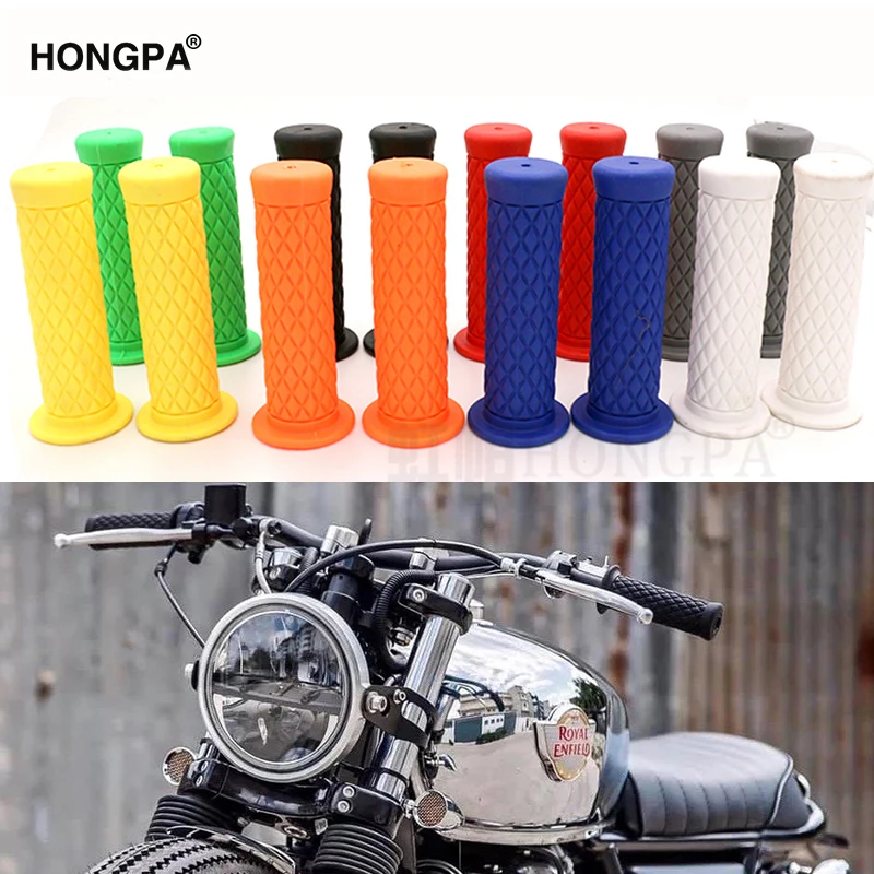 7//8/" 22mm Motorcycle Brown Handlebar Hand Grip With Black Bar Ends Retro Custom