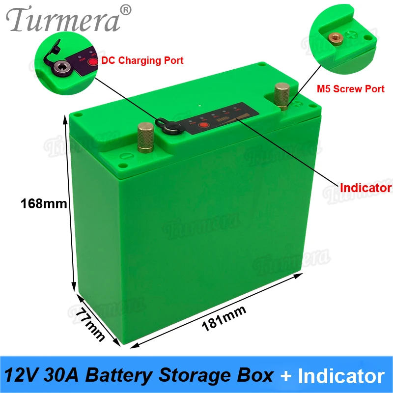 12V 30Ah Battery Storage Box Case with Indicator DC Port Build 48Pieces18650 for Uninterrupted Power Supply Turmera |