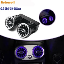 Respiradouro de ar conduzido traseiro da turbina para mercedes c/e/glc classe w205 w213 x253 do diodo emissor de luz do respiradouro de ar sincronizado com a luz ambiente