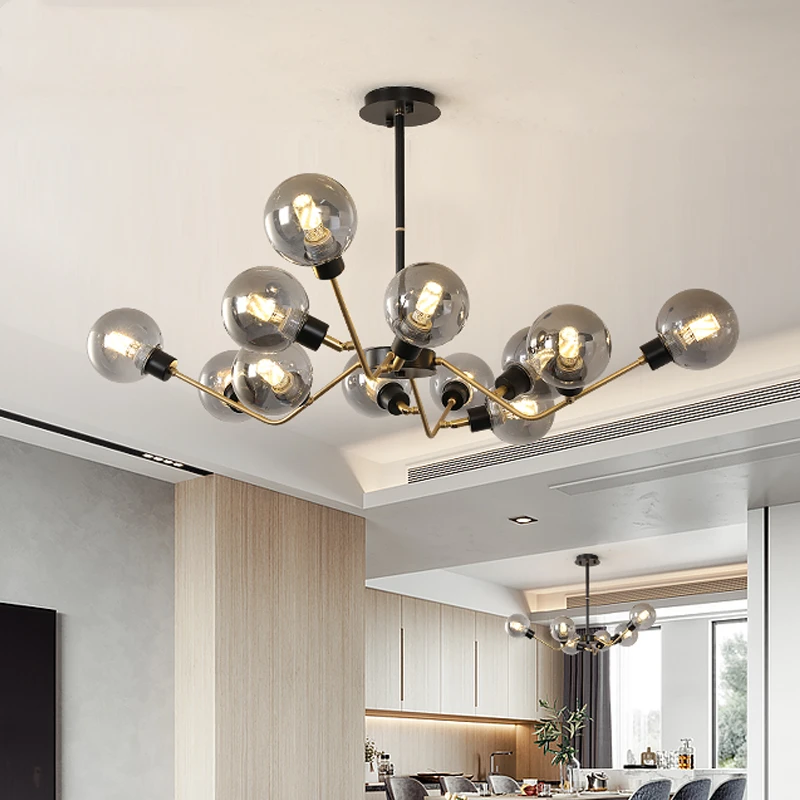 Металлический светодиодный подвесной светильник стеклянная лампа