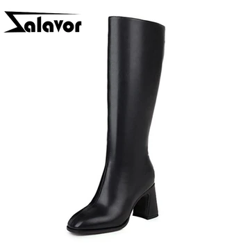 

ZALAVOR Plus Size 34-48 Women High Heel Boots Zipper Strange Heel Women Knee High Boots Fashion Cool Winter Shoes Women Footwear