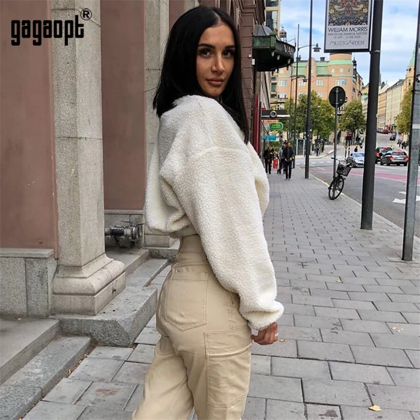 Gagaopt модный осенний пуловер с длинными рукавами и воротником на молнии