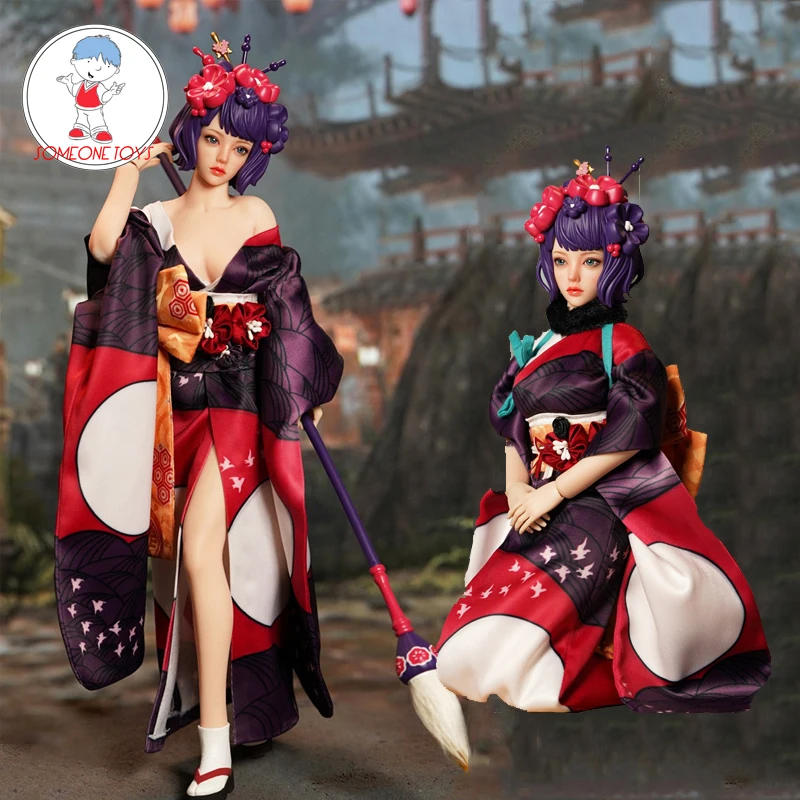 

In stock SET060 1/6 SUPER DUCK female doll Head Sculpt Japanese Kimono Set Accessory for S32A TBLeague body