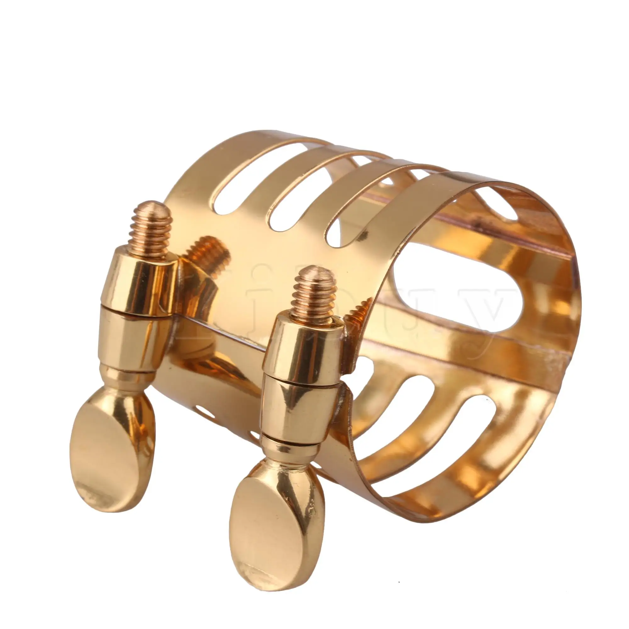 US $10.72 Yibuy 29mm Diameter Tenor Saxophone Mouthpiece Ligature Golden Brass Ligature Fastener for Plastic Metal Sax Mouthpiece
