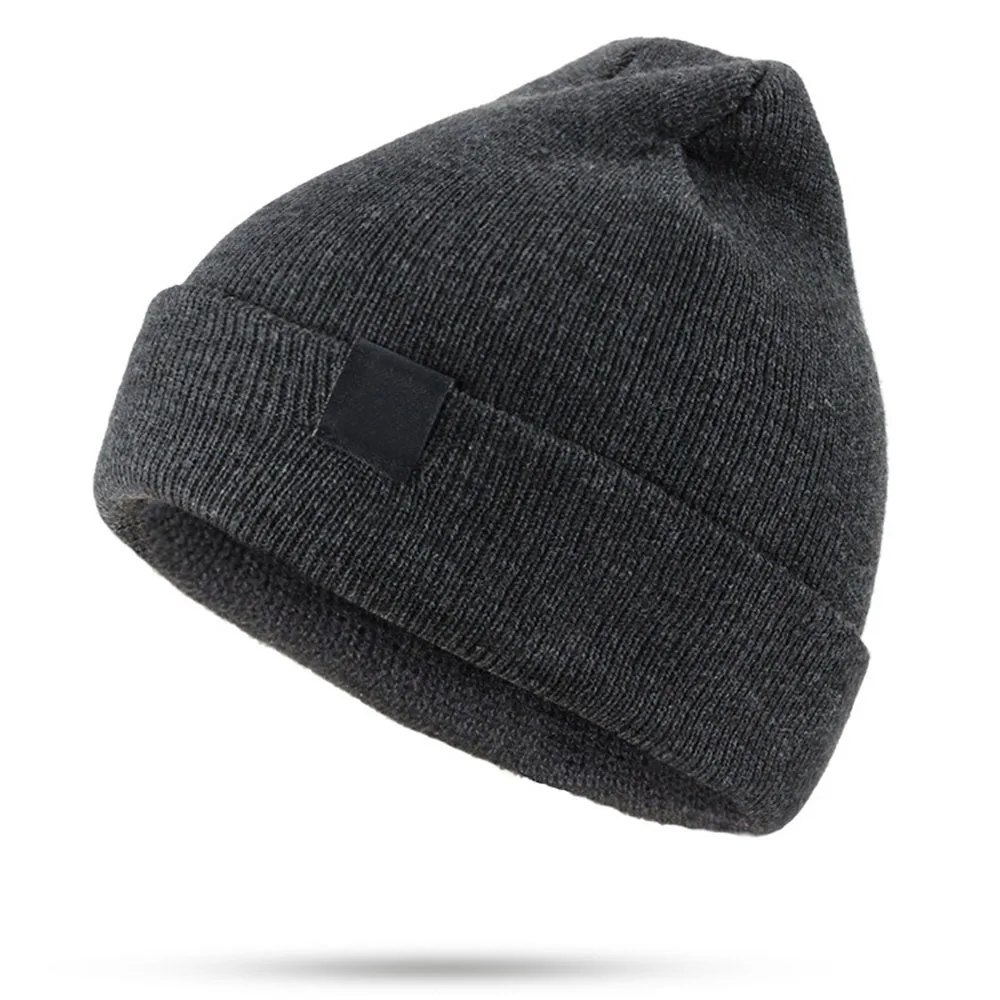 dark gray Hat Fashion Solid Unisex Beanie Hat Autumn Winter Warm Hat Cap acrylic Knitted Soft Warm Cap Men Women Outdoor Hat Ski Baseball Cap - Color: dark gray Hat