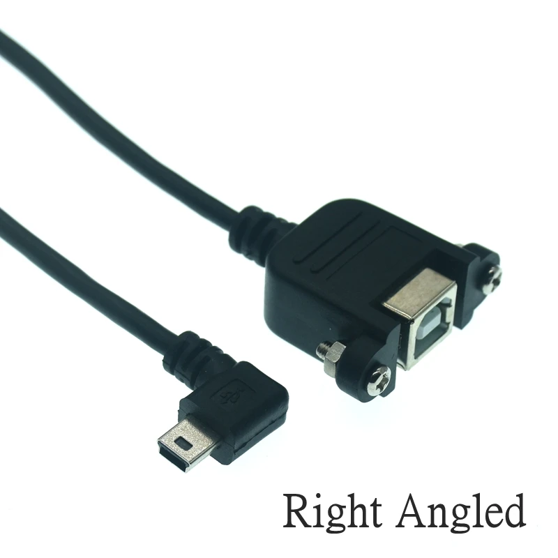 Nowe USB 2.0 B żeńskie gniazdo drukarka, skaner, montowany w panelu na USB Mini Micro B 5-pin 90 stopni męski kabel najlepsza jakość 30cm 50cm