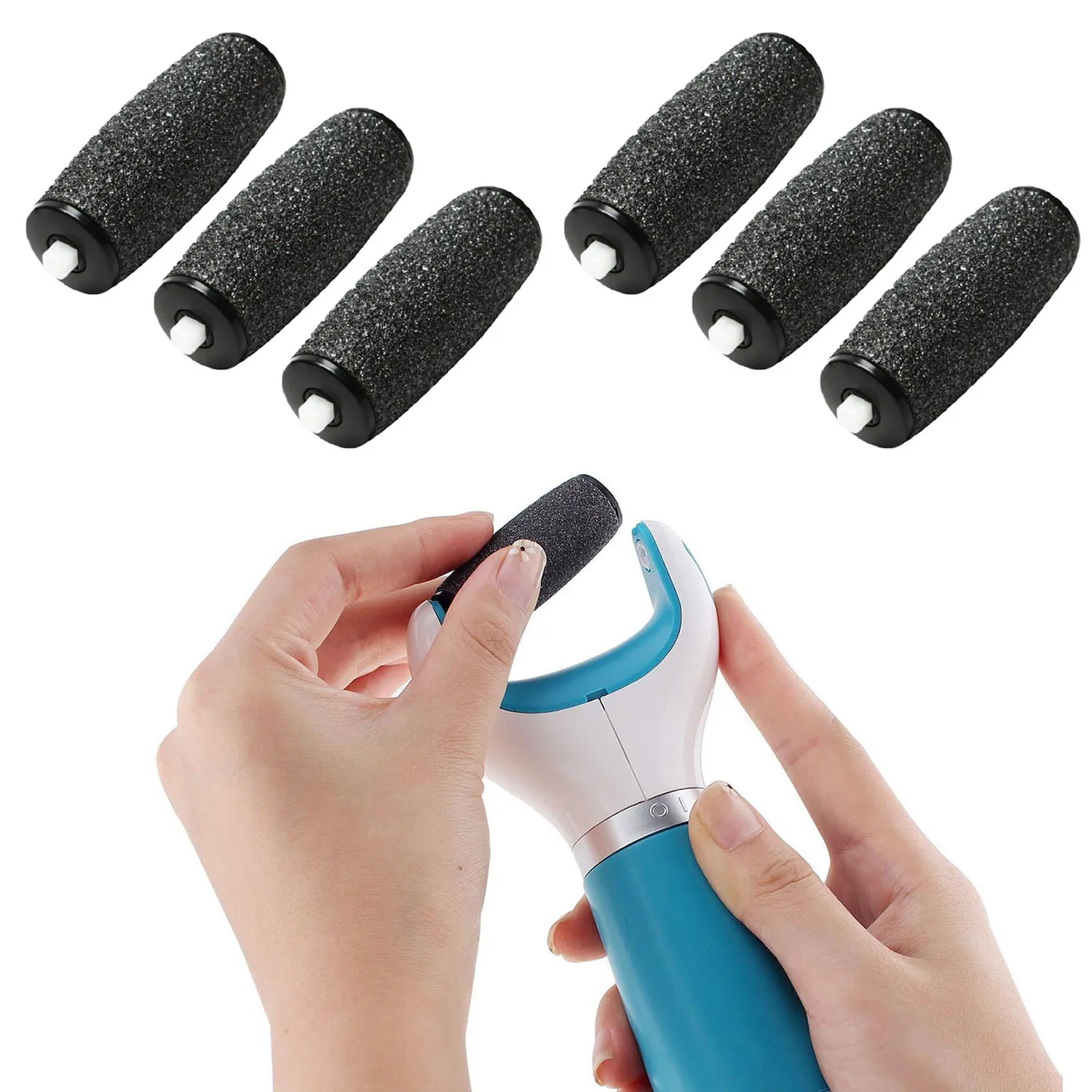2/6pcs Pedicure Refill Roller Electronic Foot File Tool Refill Roller Repair Foot Care Machine Head Scrubber