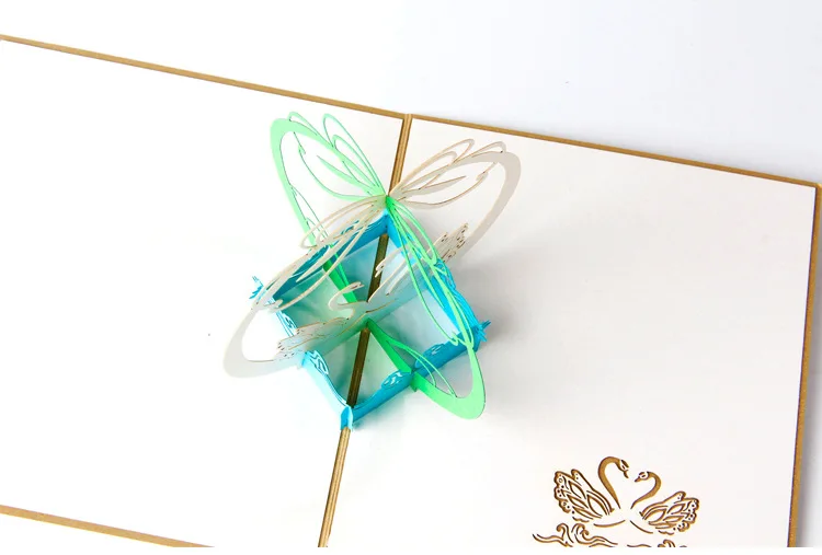 Leighton Road Creative 3D Greeting Card Handmade Paper Art Hollow out Small Card Customizable White Swan Blessing Thank-You Card