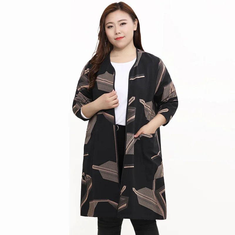 

4XL To 10XL Oversized Women Coats Open Stitch Windbreaker Jackets for Women Spring Autumn Loose Casual Outerwear T1768