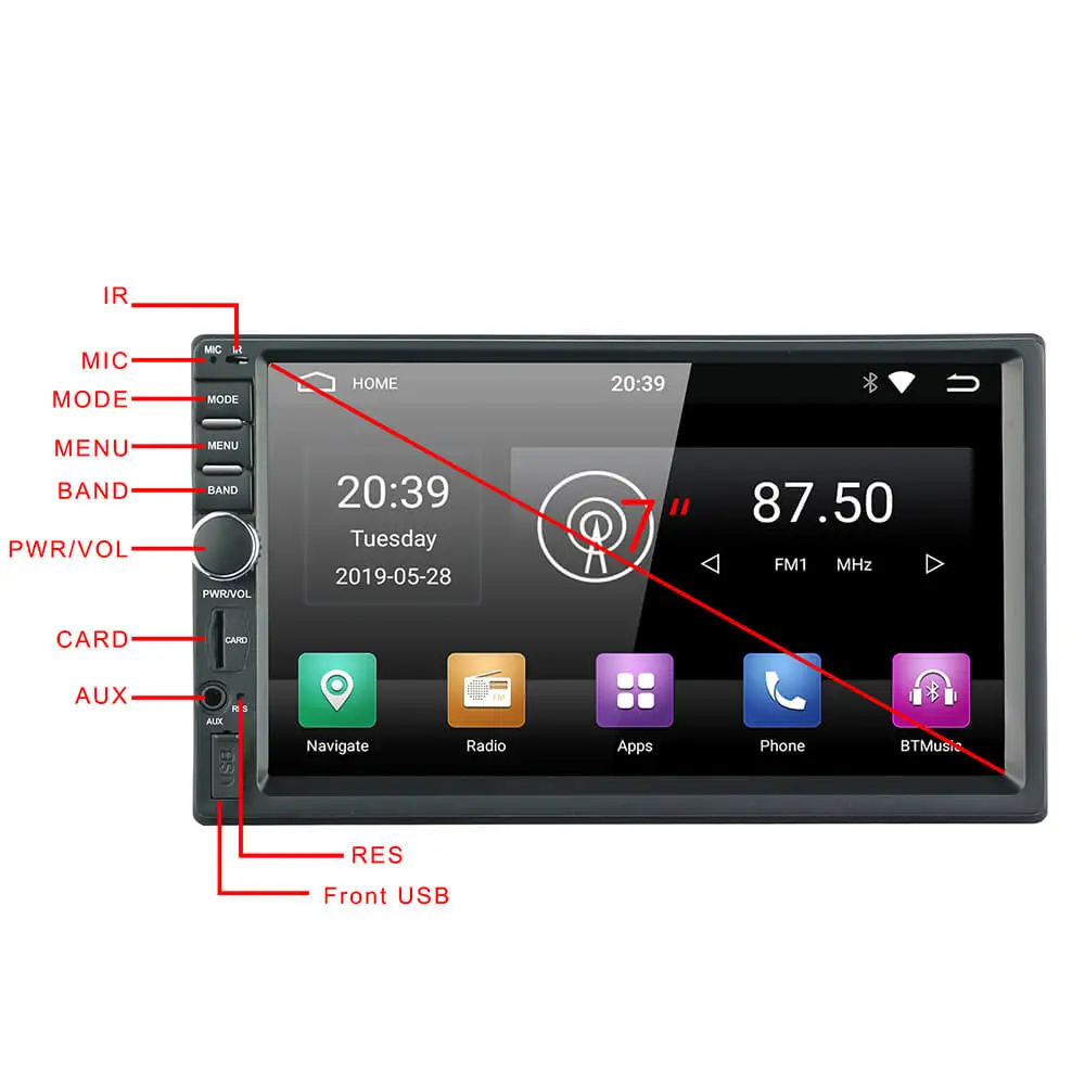 2 Din Автомобильный мультимедийный плеер Android 8,1 gps стерео Авто Радио Аудио видео WiFi Bluetooth " FM AM RDS SWC зеркальное соединение OBD 2