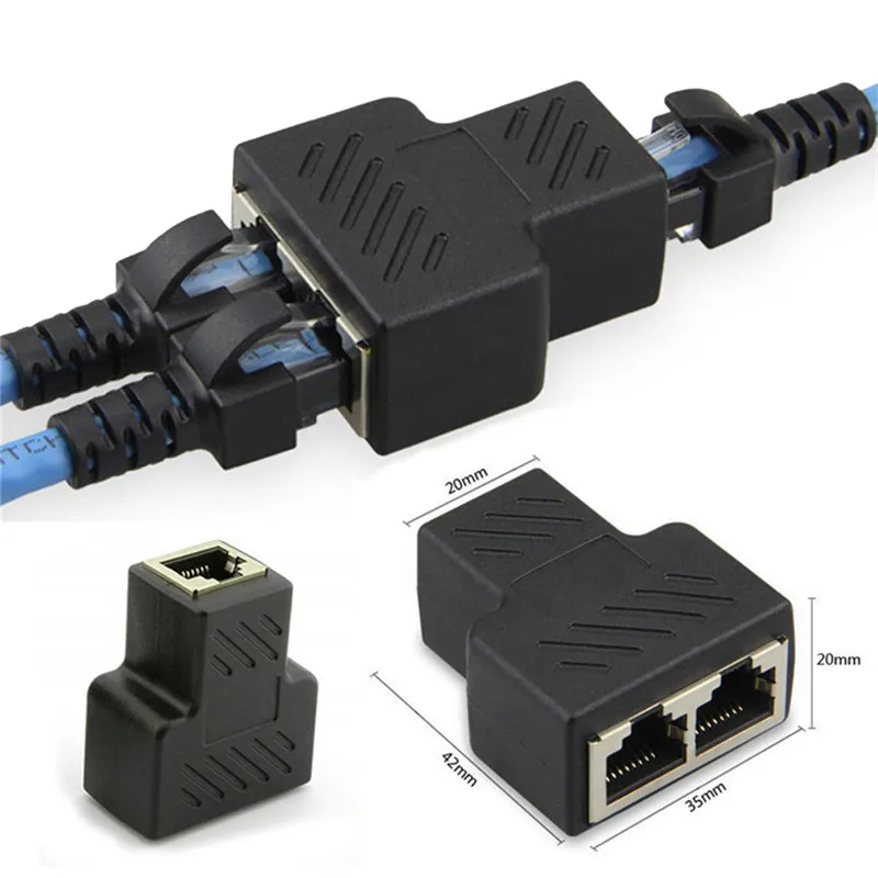 Universal RJ45 Coupler Female Connector 2 Way RJ45 Network Splitter Adapter Extender LAN Connector Suitable