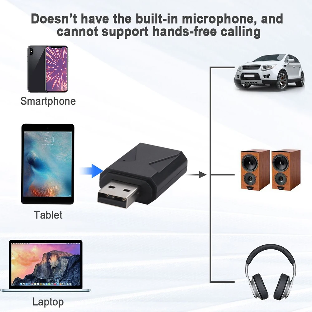 2 в 1 Aux прочный с микрофоном беспроводной адаптер USB практичный Bluetooth 5,0 аудио передатчик приемник легко применять вызов