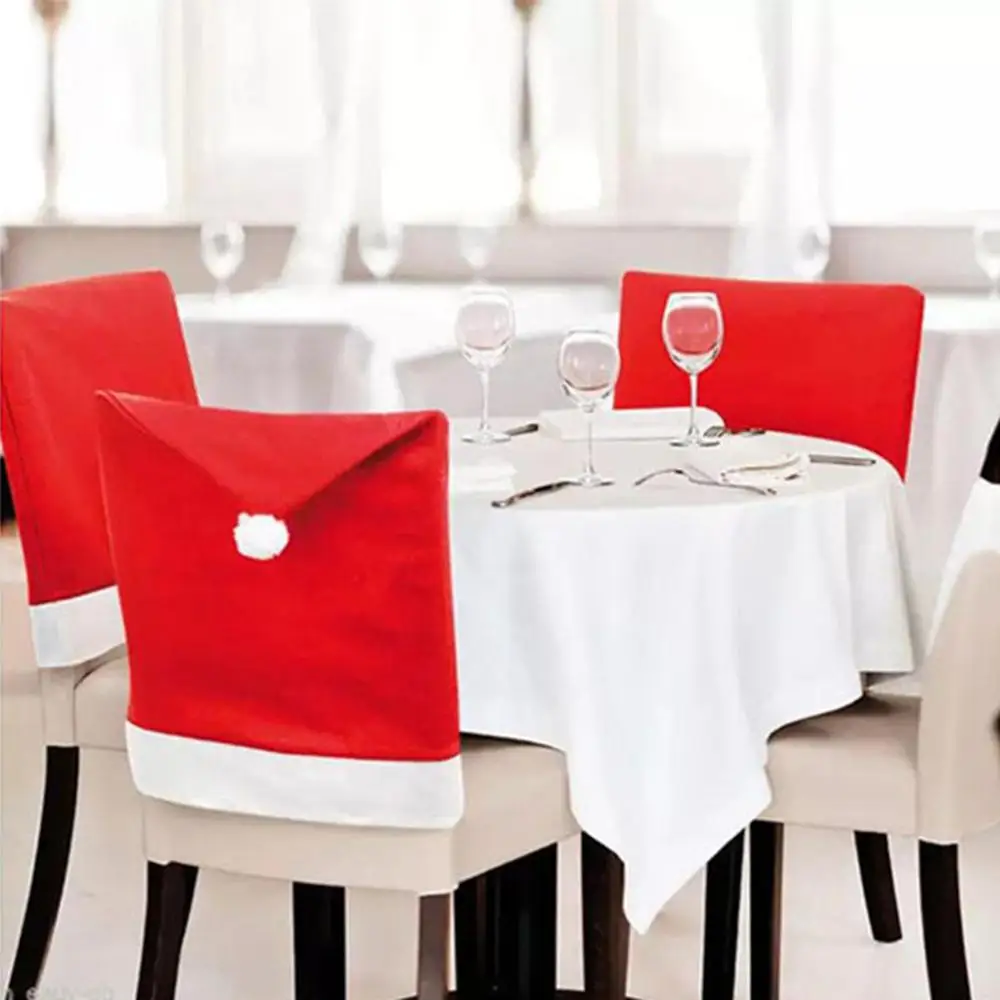 

3/8/12/16PCS Christmas Chair Cover Dining Santa Claus Red Hat Chair Back Cover for Home Party Table Decor fodere sedia #3F