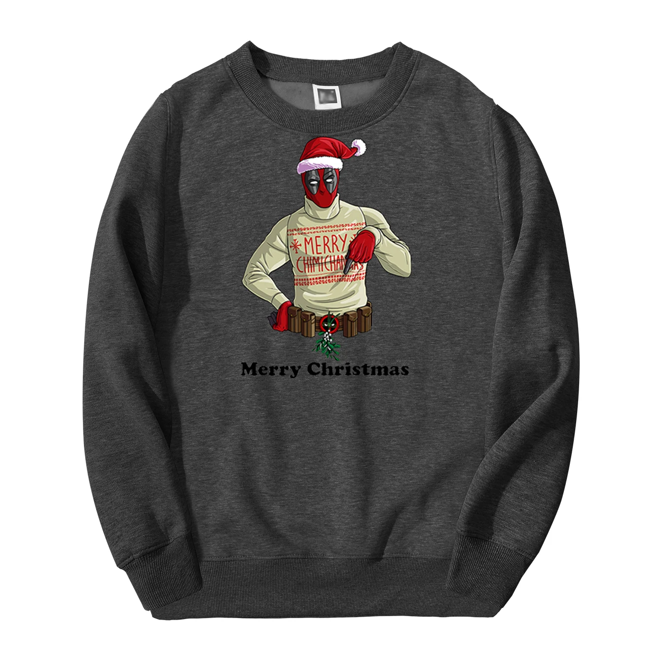 Merry Christmas Deadpool мужские толстовки с капюшоном, Повседневная флисовая уличная Осенняя толстовка, модные теплые толстовки с капюшоном на год - Цвет: Dark Gray 1