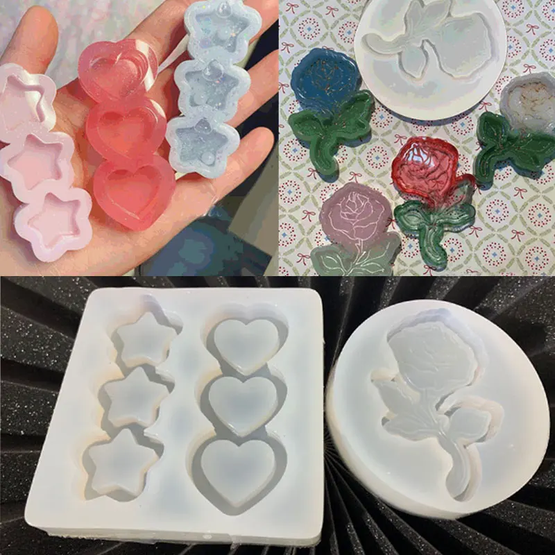 

Star Shape Quicksand Silicone Mold DIY Silicone Mold 1PC Handmade Hollow Rose Flower Shaker Handmade Crystal Drip Mold