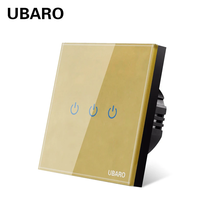 UBARO EU/UK AC100 240 Золотой закаленное Стекло касание переключение Питание