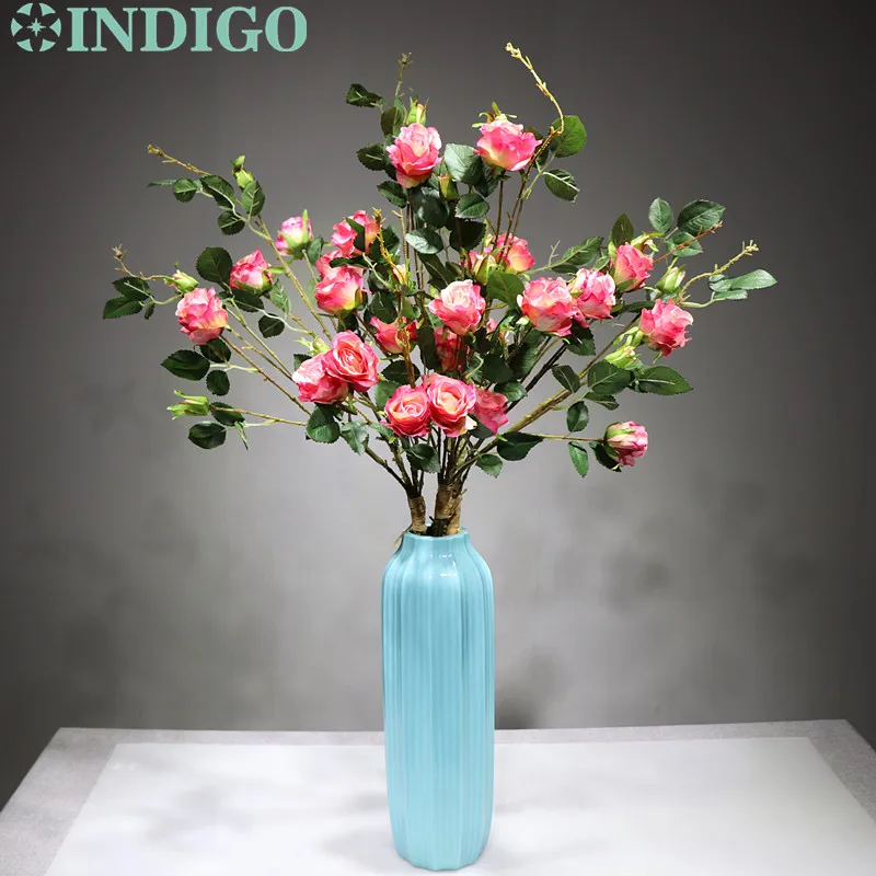 

5 Stems Pink Wedding Flower 6 Heads /stem 90cm Silk Rose Spray Bundle Pink Rose Floral Event Party Decoration Free Shipping