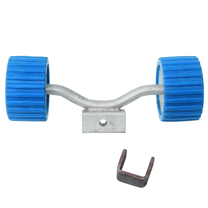 BOAT TRAILER WOBBLE ROLLERS. 4" BLUE RIBBED 18mm Bore. Soft Wobble Roller
