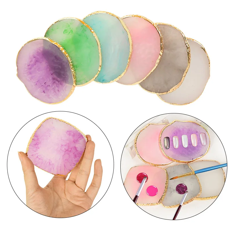 1Pc Resin Agate Stone Nail Color Palette Gel Polish Pallet Mixing Display Drawing Paint Plate Manicure Nails Art DIY Tools | Дом и сад