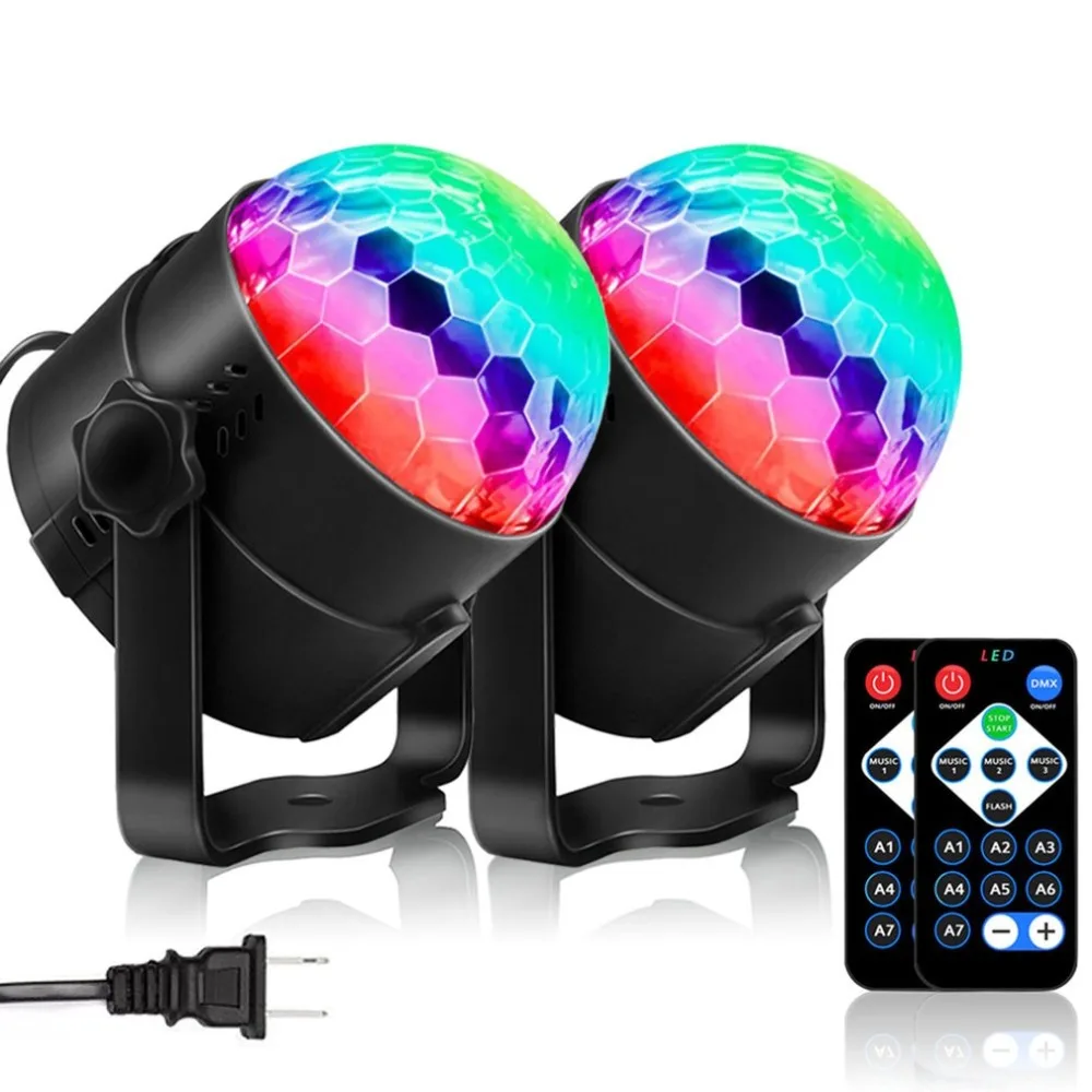6-Color Mini Disco Stage Crystal Magic Led Stage Ball Light Lamp With Voice Remote Voice Control Beauty
