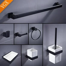 

VGX Bathroom Accessories Set of 7, Wall Mounted Bath Hardware Kit Towel Ring Robe Hooks Soap Dish Aluminum Matt Black B1881T