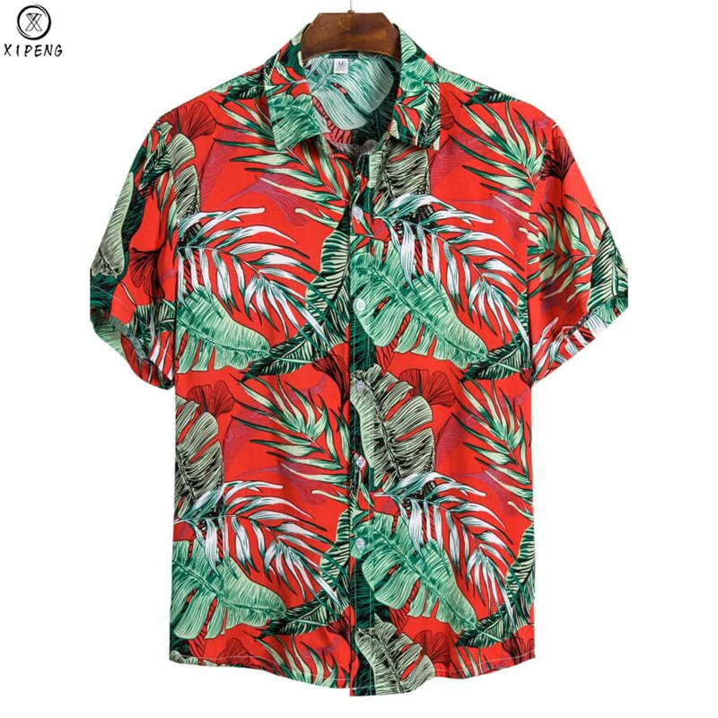 Пляжные рубашки 2020 Летняя мода camisa masculina с принтом &quotкокосовое дерево&quot