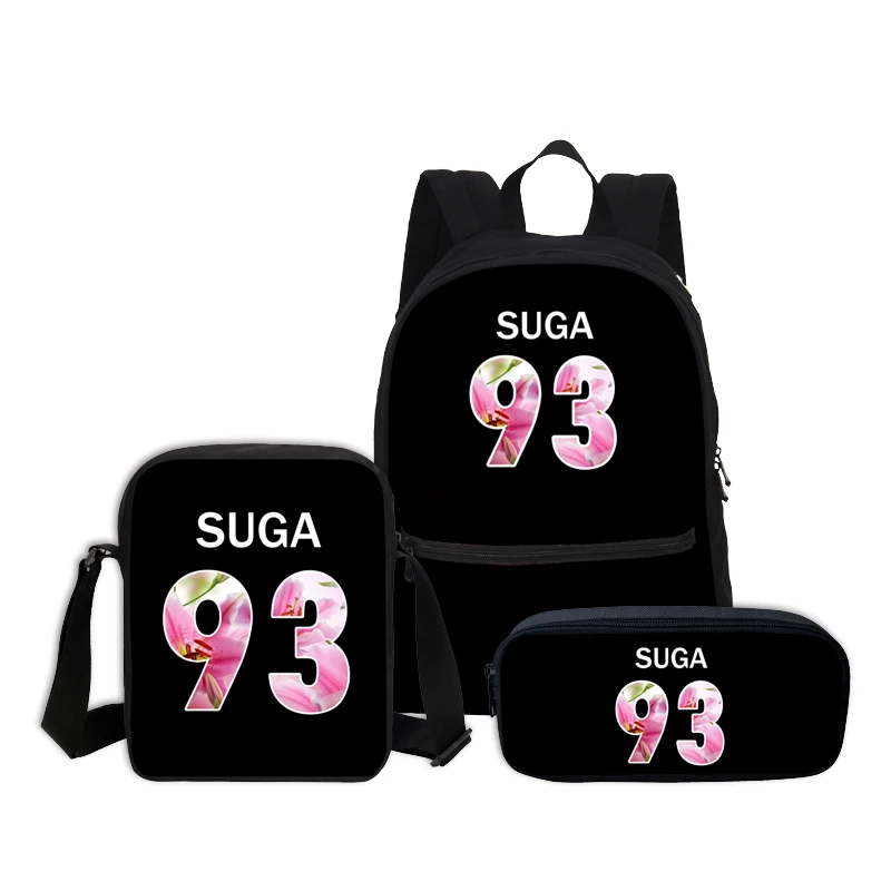 SUGA 93 3D с буквенным принтом детские школьные рюкзаки модные 3 шт. женские школьные сумки набор холщовый рюкзак сумка на плечо рюкзак - Цвет: Оранжевый