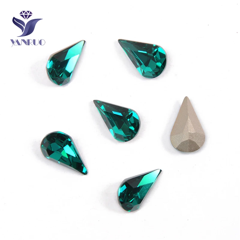 Blue Zircon YANRUO 4300 блестящие стразы в форме груши, Хрустальные Необычные камни, стразы для украшения платья - Цвет: Blue Zircon