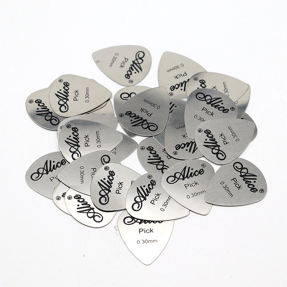 50pcs Guitar Metal Picks Alice Guitar Picks for Acoustic Electric Accessories 0.3mm