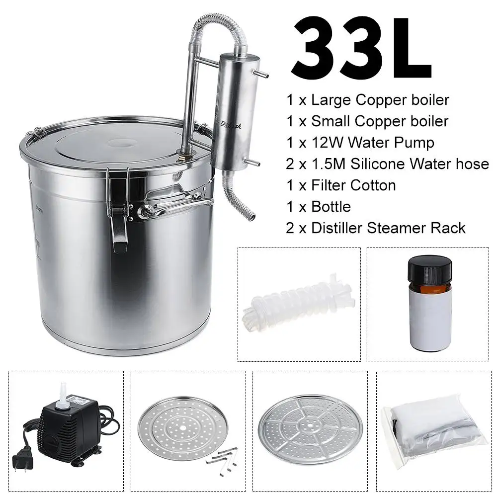 12/22/33L Efficient Wine Beer Alcohol Distiller Moonshine Alcohol Home DIY Brewing Kit Home Distiller Copper Distiller Equipment