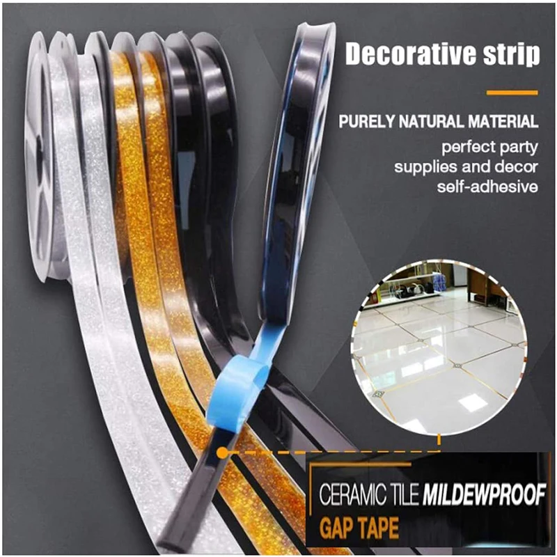 Piastrelle Di Ceramica Gap Nastro, 6 Metri/Rotolo Di Auto-Adesivo Gap Nastro Mildewproof Impermeabile Bellezza Bordo Del Pavimento Della Parete Di Gap