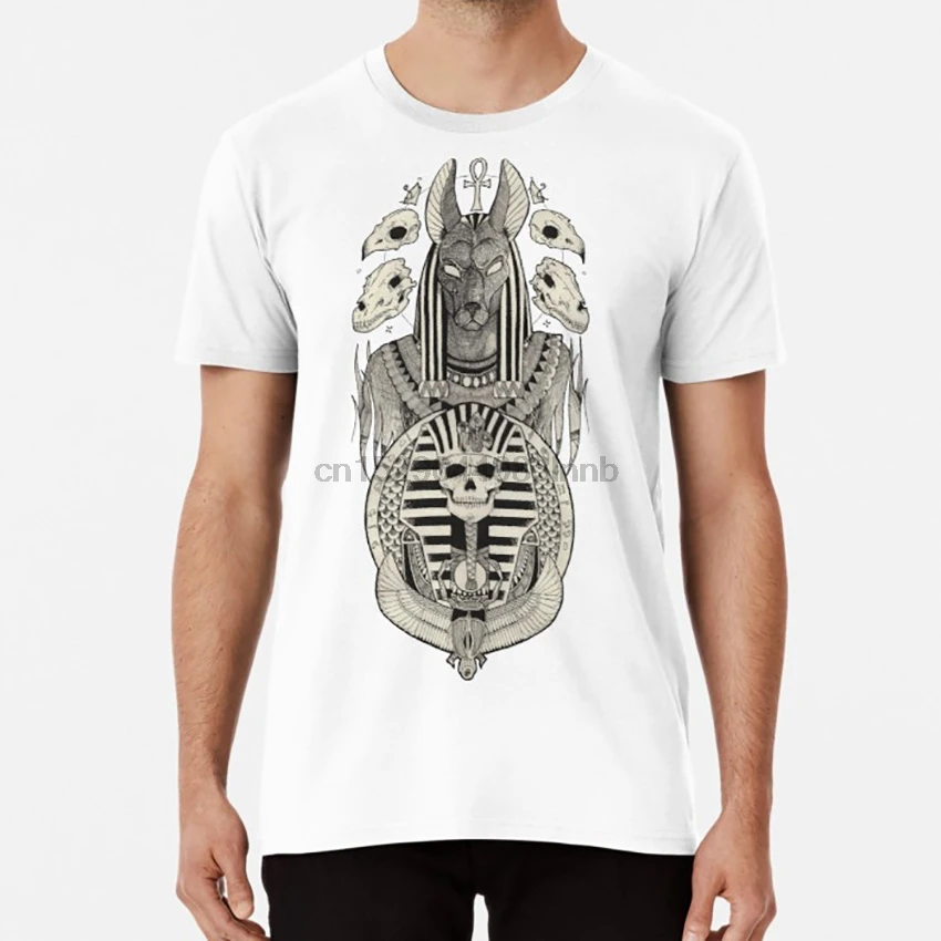 Анубис. Футболка anubis god swag egypt jeoreman черно-белая Татуировка fresco ink toutankhamon | Мужская
