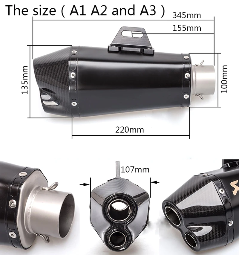 38~51mm Universal Leo Vinc Carbon fiber Motorcycle Exhaust Muffler Modified Escape For FZ1N FZ8N FZ8 MT-09 MT-07 BN600 TMAX530 38~51mm Universal Leo Vinc Carbon fiber Motorcycle Exhaust Muffler Modified Escape For FZ1N FZ8N FZ8 MT-09 MT-07 BN600 TMAX530